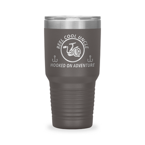 Reel Cool Uncle - Polar Camel 30oz engraved tumbler, front view, Pewter