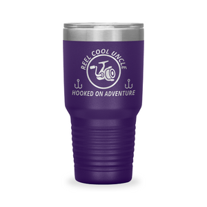 Reel Cool Uncle - Polar Camel 30oz engraved tumbler, front view, Purple