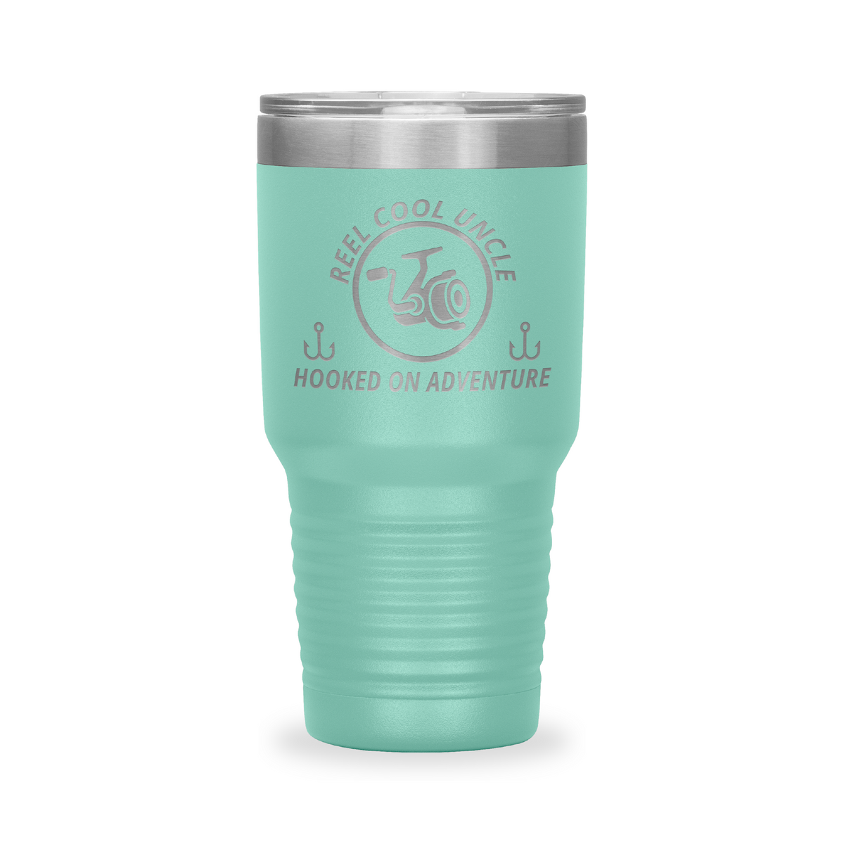 Reel Cool Uncle - Polar Camel 30oz engraved tumbler, front view, Teal
