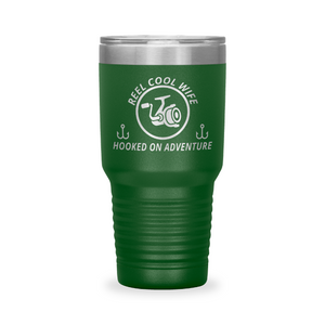 Reel Cool Wife - Polar Camel 30oz engraved tumbler, front view, Green