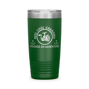 Reel Cool Grandma - Polar Camel 20oz engraved tumbler, front view, Green