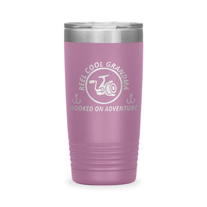 Reel Cool Grandma - Polar Camel 20oz engraved tumbler, front view, Light Purple