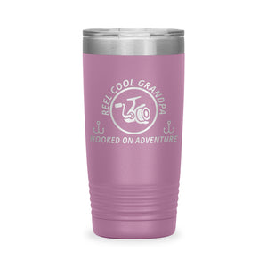 Reel Cool Grandpa - Polar Camel 20oz engraved tumbler, front view, Light Purple