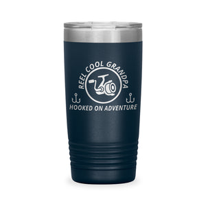 Reel Cool Grandpa - Polar Camel 20oz engraved tumbler, front view, Navy