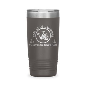 Reel Cool Grandpa - Polar Camel 20oz engraved tumbler, front view, Pewter
