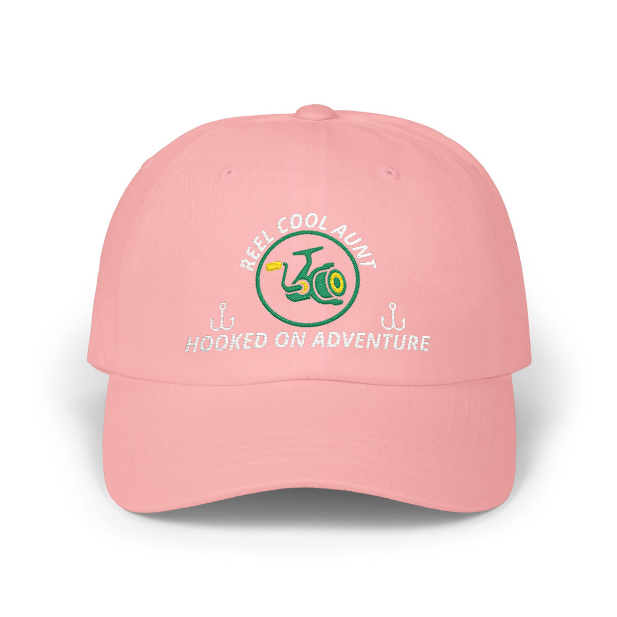 REEL COOL AUNT embroidered dad cap - Pink - front view