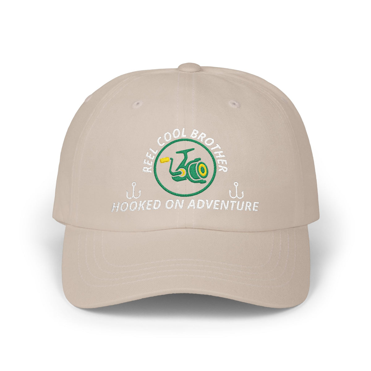 REEL COOL BROTHER embroidered dad cap - Stone - front view