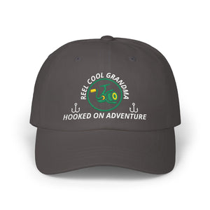 REEL COOL GRANDMA embroidered dad cap - Dark Grey - front view