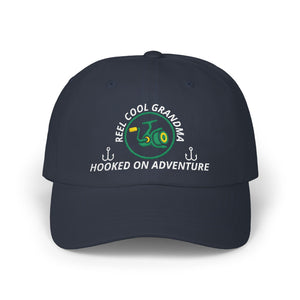 REEL COOL GRANDMA embroidered dad cap - Navy - front view