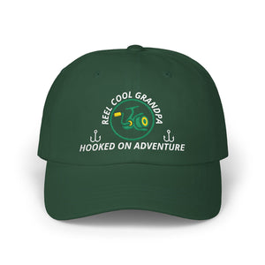 REEL COOL GRANDPA embroidered dad cap - Spruce - front view