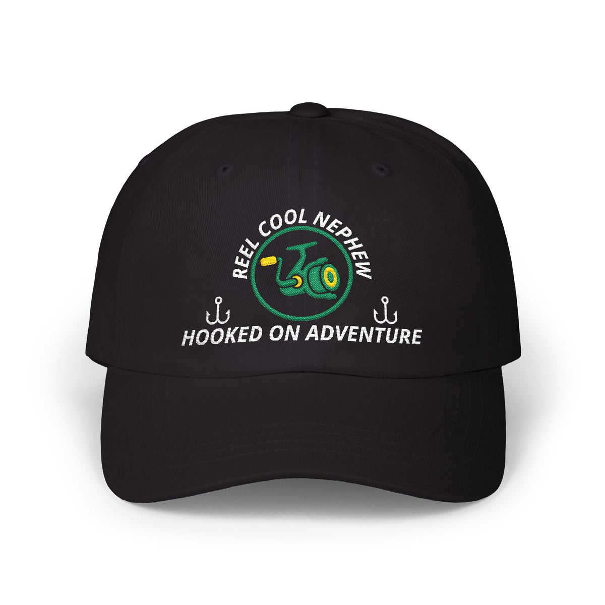REEL COOL NEPHEW embroidered dad cap - Black - front view