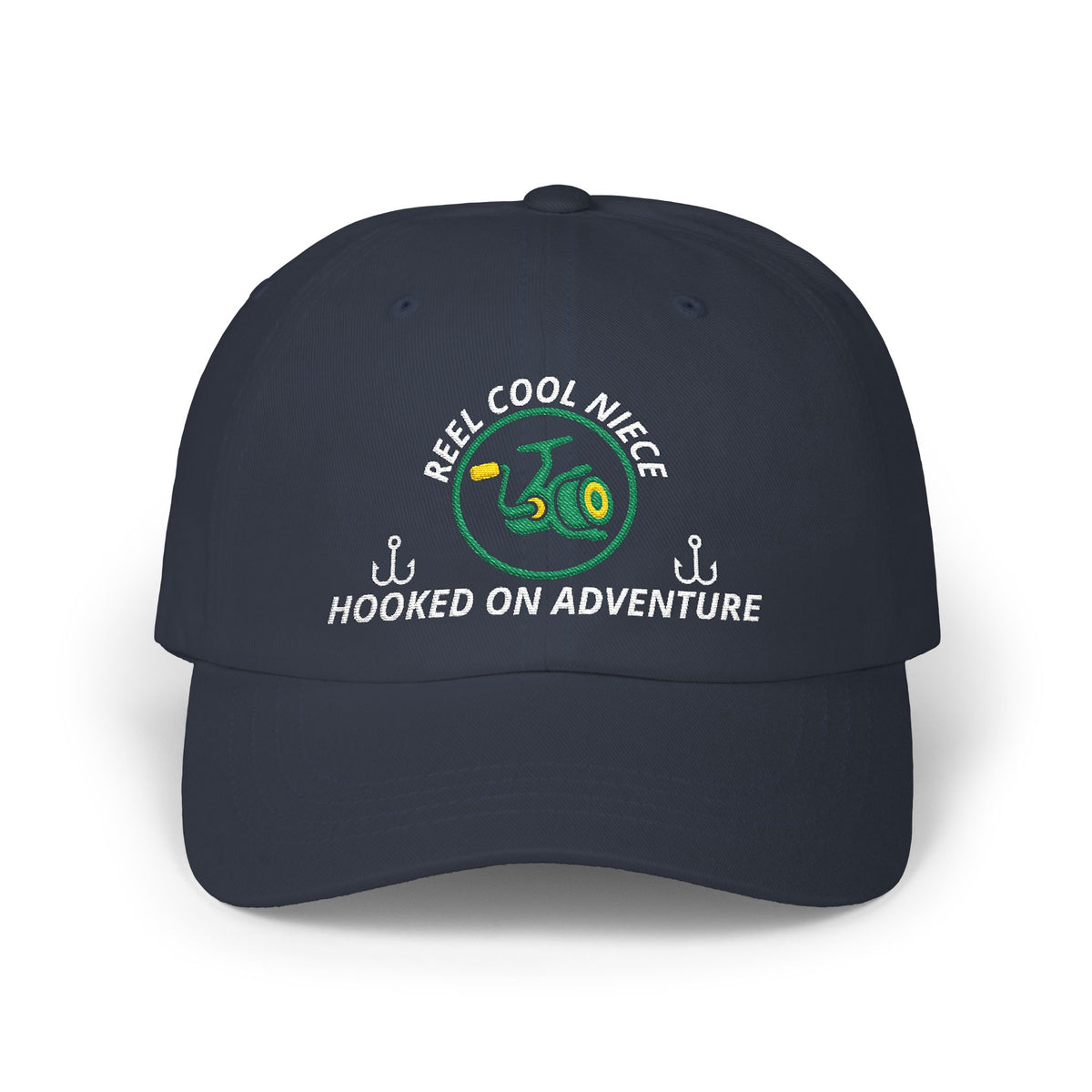 REEL COOL NIECE embroidered dad cap - Navy - front view