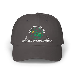 REEL COOL SISTER embroidered dad cap - Dark Grey - front view