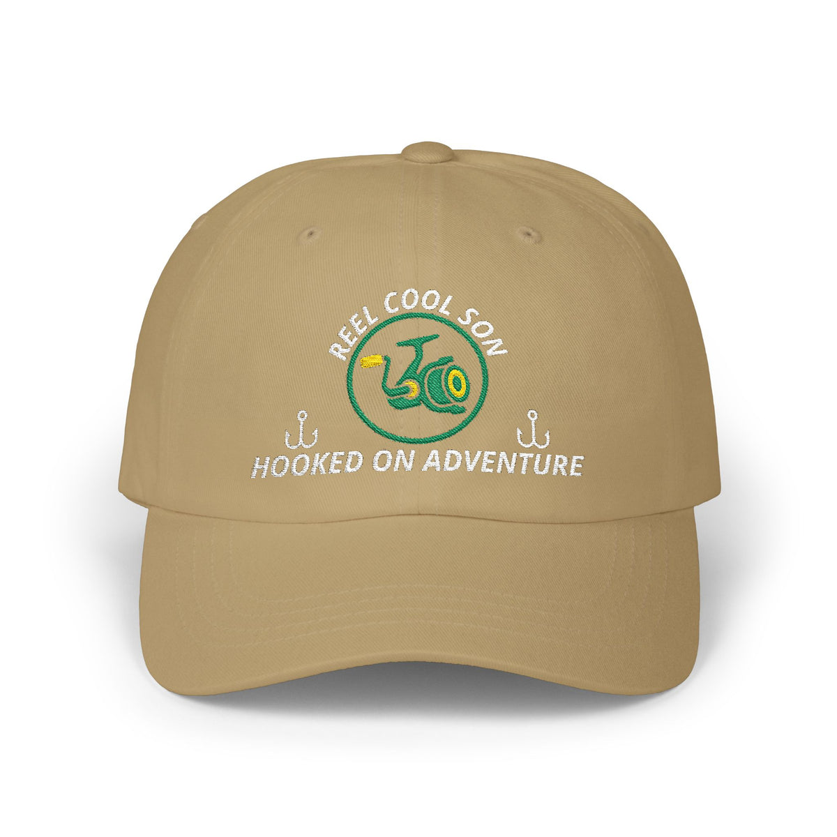 REEL COOL SON embroidered dad cap - Khaki - front view