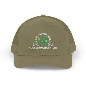 Reel Cool Granddaughter embroidered trucker cap, front view, loden